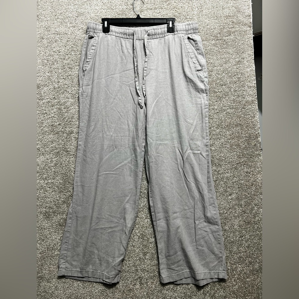 Old Navy Woman’s Grey Pull On Linen Blend Pants Career Size Large